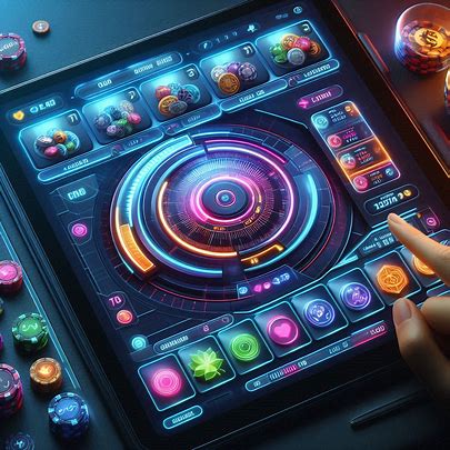 futuristic casino interface on a tablet