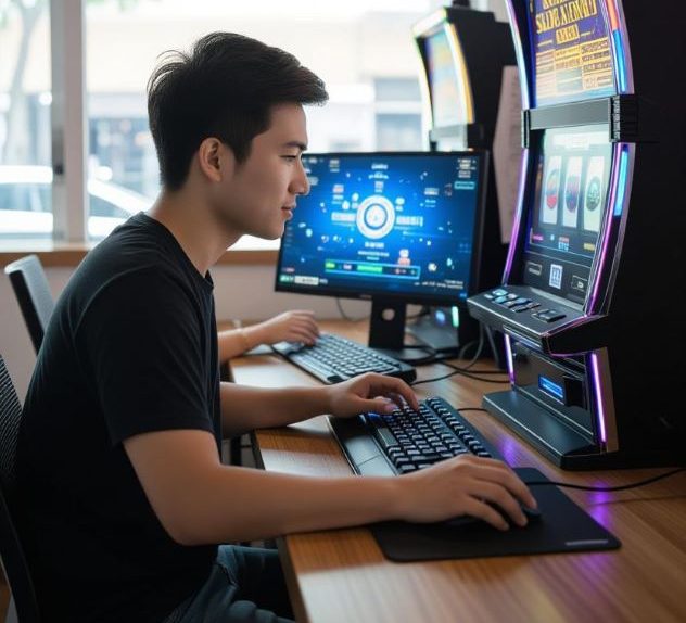 gamer transitioning to spinning a slot machine