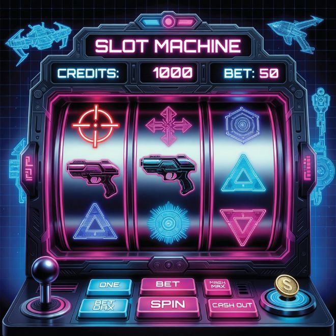 futuristic slot machine interface